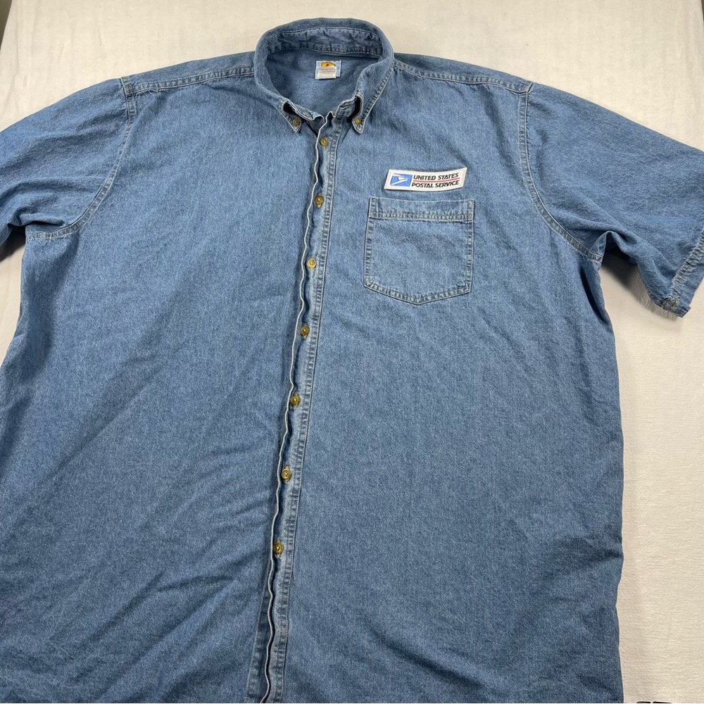USPS postal Denim Work Shirt Uniform Patch - Light Blue Short Sleeve 3XL